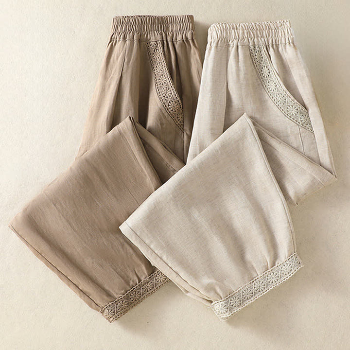 Buddha Stones Summer Casual Boho Solid Capri Pants Women's Straight Leg Pants With Pockets - image 15