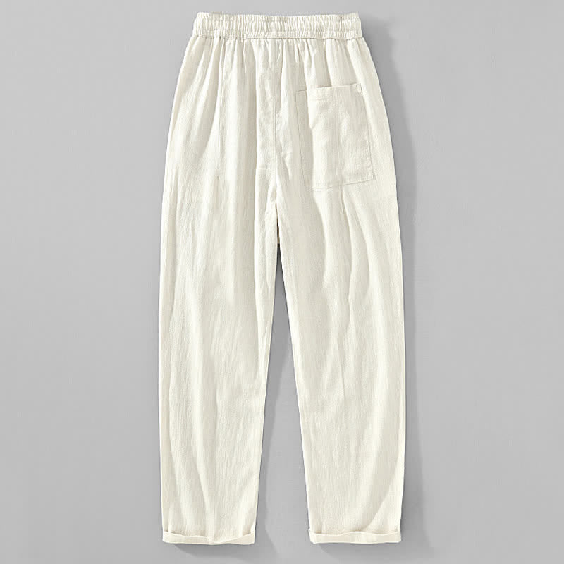 Buddha Stones Spring Summer Casual Minimalist Drawstring Solid Ankle Pants Men's Tapered Pants With Pockets - image 11