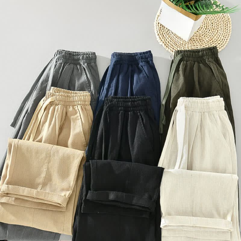 Buddha Stones Spring Summer Casual Minimalist Drawstring Solid Ankle Pants Men's Tapered Pants With Pockets - image 17