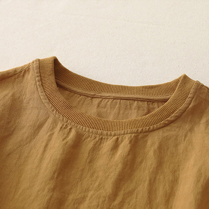 Buddha Stones Plain Threaded Crew Neck Design Women's Polyester Short Sleeves Shirt - image 13