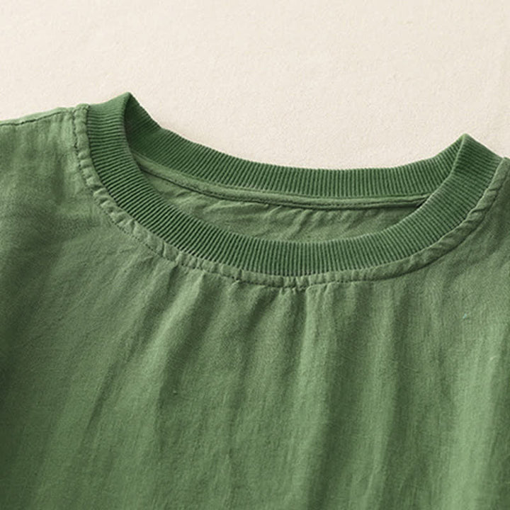 Buddha Stones Plain Threaded Crew Neck Design Women's Polyester Short Sleeves Shirt - image 17
