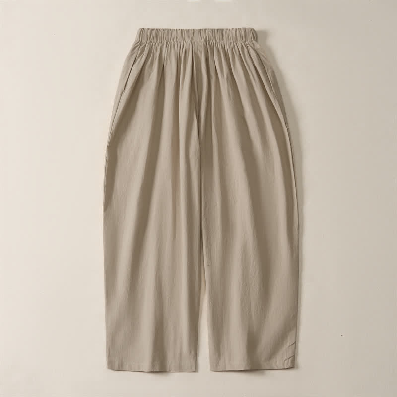 Buddha Stones Summer Casual Drawstring Solid Cropped Pants Men's Harem Pants With Pockets - image 13