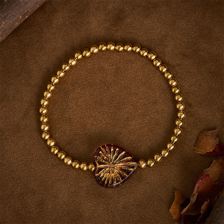 Buddha Stones Titanium Steel Liuli Heart Beaded Strength Bracelet - Magenta - image 7