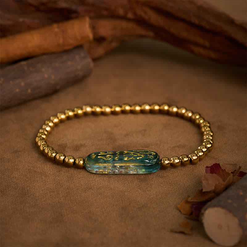 Buddha Stones Titanium Steel Liuli Om Mani Padme Hum Stimulation Bracelet - image 1