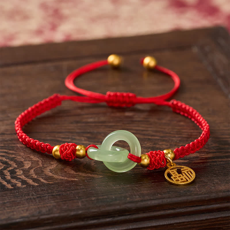 Buddha Stones Copper Liuli Fu Character Luck Red String Bracelet - image 3