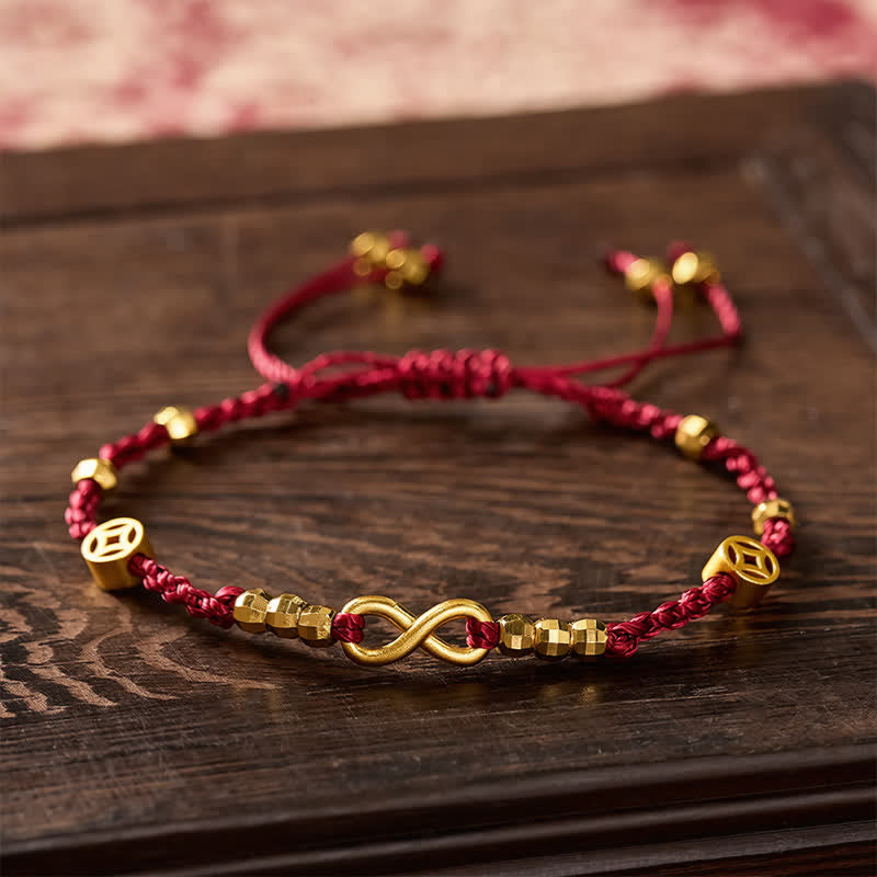Buddha Stones Braided Red String Chinese Coin Infinity Symbol Faith Bracelet - Red String（Protection ♥ Luck） - image 0