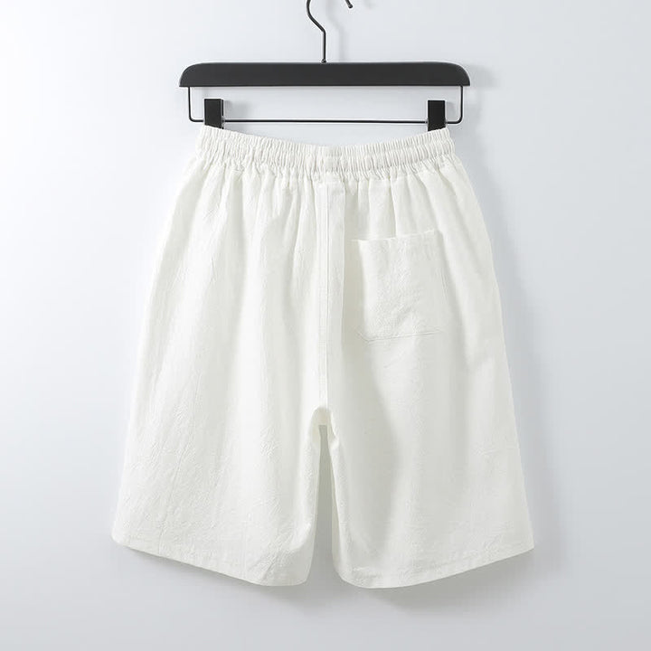 Buddha Stones 2Pcs Summer Meditation Tang Style Drawstring Solid Cotton Linen Short Sleeve Shirt Shorts Men's Meditation Cloth With Pockets - image 16