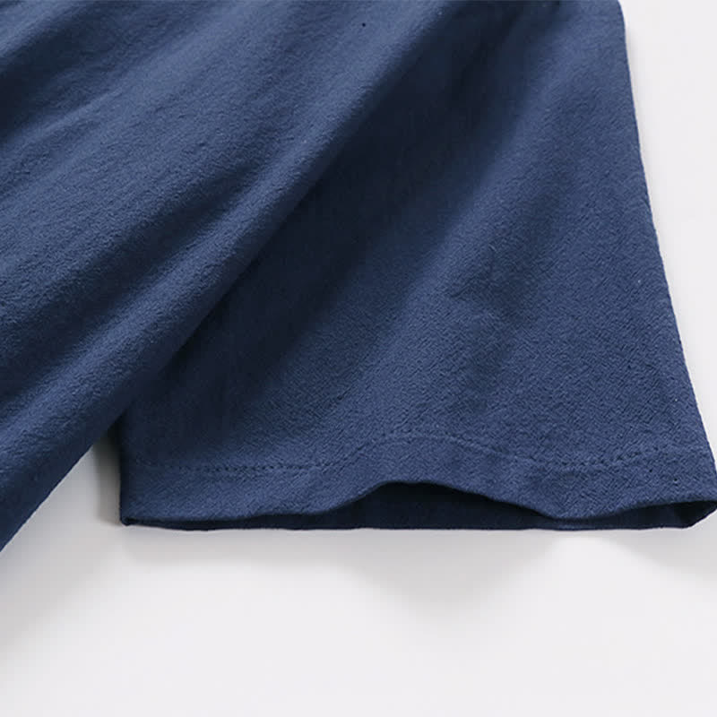 Buddha Stones Summer Casual Minimalist Short Sleeve Solid Lace-up Open Front Cotton Linen Men's Kimono - image 12
