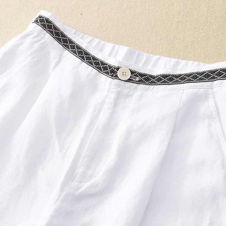 Buddha Stones Solid Color Front Button Back Elastic Women's Pants With Pockets - image 24