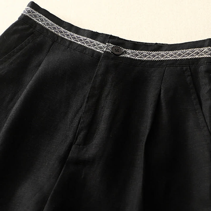Buddha Stones Solid Color Front Button Back Elastic Women's Pants With Pockets - image 30
