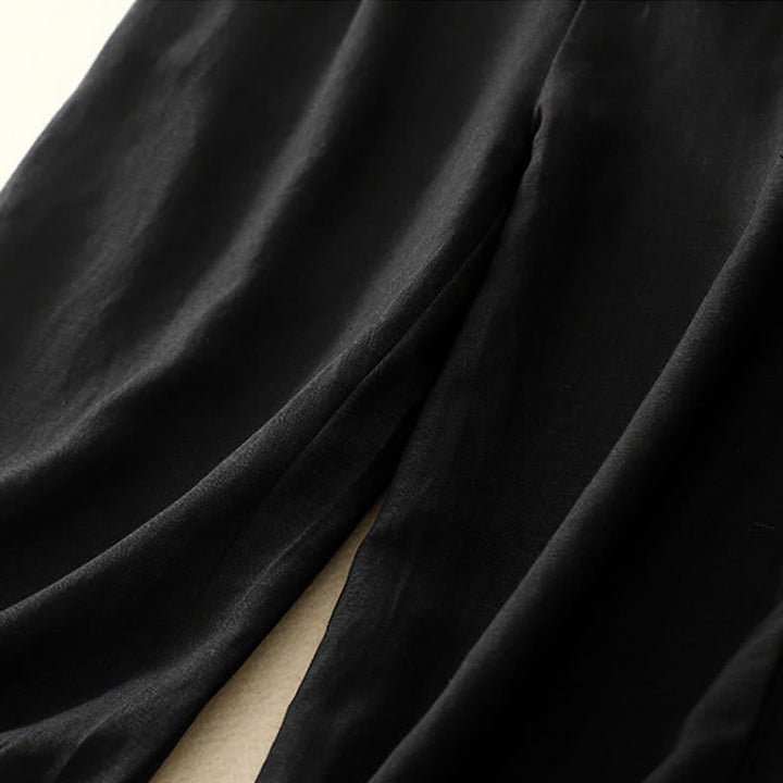Buddha Stones Solid Color Front Button Back Elastic Women's Pants With Pockets - image 30