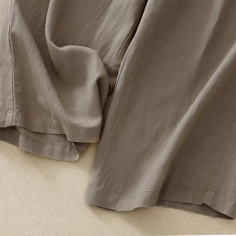 Buddha Stones Solid Color Front Button Back Elastic Women's Pants With Pockets - image 22