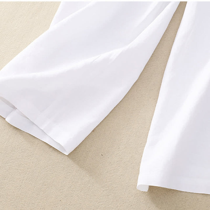 Buddha Stones Solid Color Front Button Back Elastic Women's Pants With Pockets - image 25