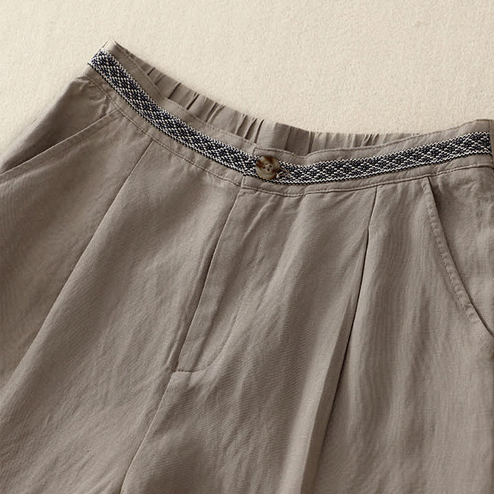Buddha Stones Solid Color Front Button Back Elastic Women's Pants With Pockets - image 18