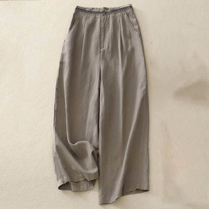 Buddha Stones Solid Color Front Button Back Elastic Women's Pants With Pockets - DarkKhaki - US8-10，UK/AU12-14，EU40-42 (2XL) - image 17