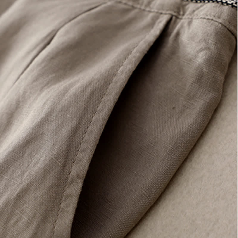 Buddha Stones Solid Color Front Button Back Elastic Women's Pants With Pockets - image 20