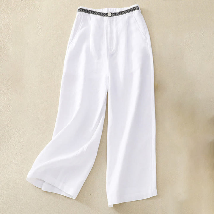 Buddha Stones Solid Color Front Button Back Elastic Women's Pants With Pockets - White - US8-10，UK/AU12-14，EU40-42 (2XL) - image 21