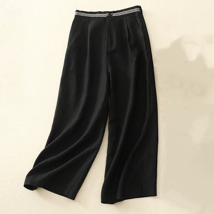 Buddha Stones Solid Color Front Button Back Elastic Women's Pants With Pockets - Black - US8-10，UK/AU12-14，EU40-42 (2XL) - image 29