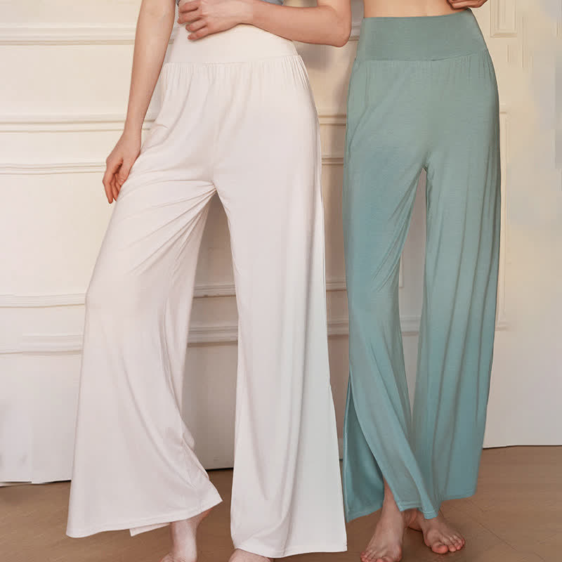 Buddha Stones Casual Plain High Waist Elastic Women's Wide Leg Pants - image 11