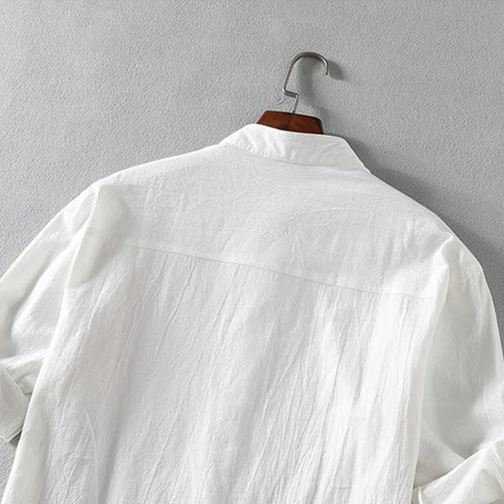 Buddha Stones Summer Solid Men's Buttons Half Sleeve Shirt - image 5