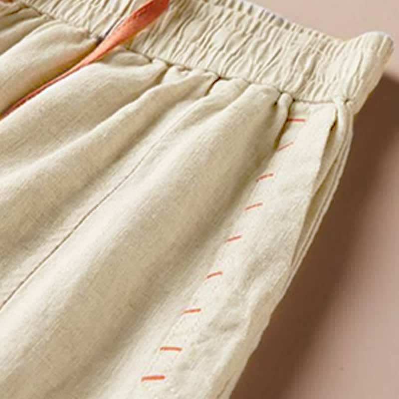 Buddha Stones Casual Slit Hem Women's 7-8 Length Wide Leg Pants With Pockets - image 2