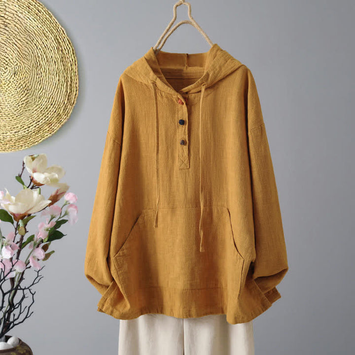 Buddha Stones Women's Plain Buttons Design Long Sleeve Hoodie With Pockets - DarkOrange - US8-10，UK/AU12-14，EU40-42 (2XL) - image 7