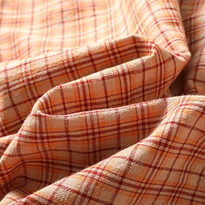 Buddha Stones Summer Casual Vintage Plaid Women's Three-Quarter Sleeve Dress With Pocket - image 3