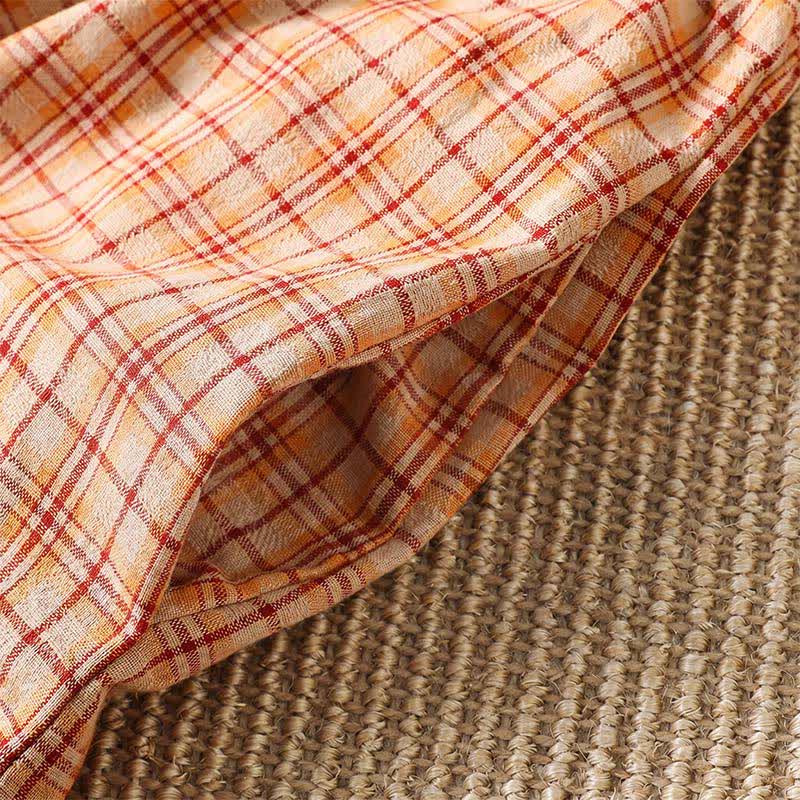 Buddha Stones Summer Casual Vintage Plaid Women's Three-Quarter Sleeve Dress With Pocket - image 10