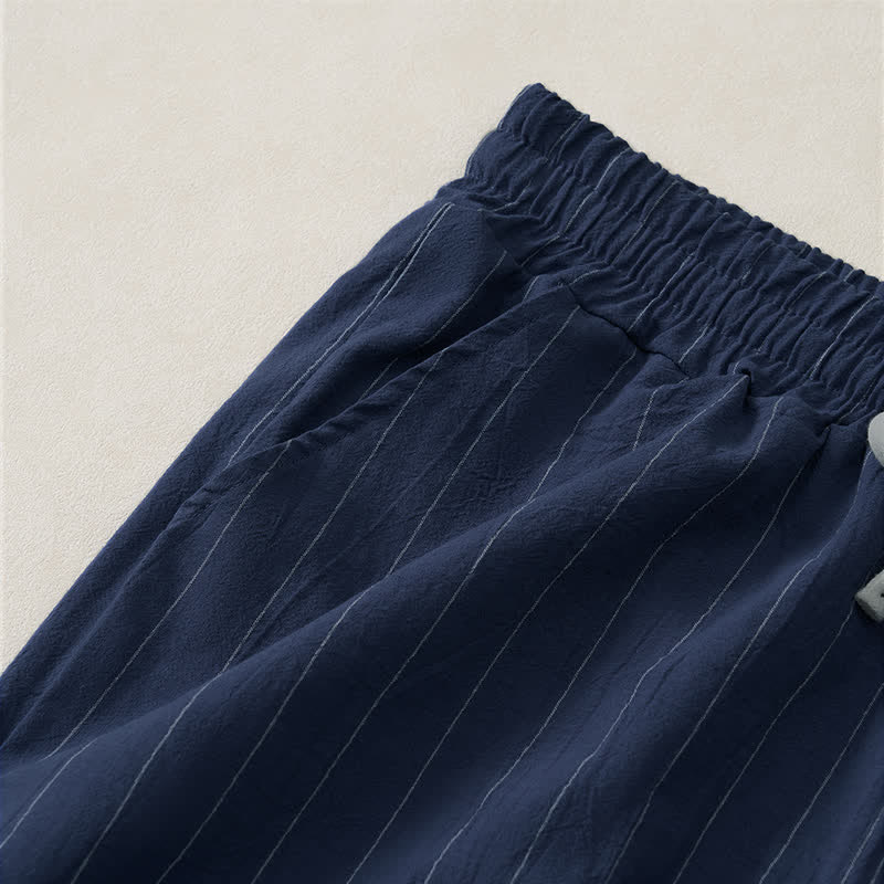 Buddha Stones Summer Casual Drawstring Striped Men's Shorts With Pockets - image 3