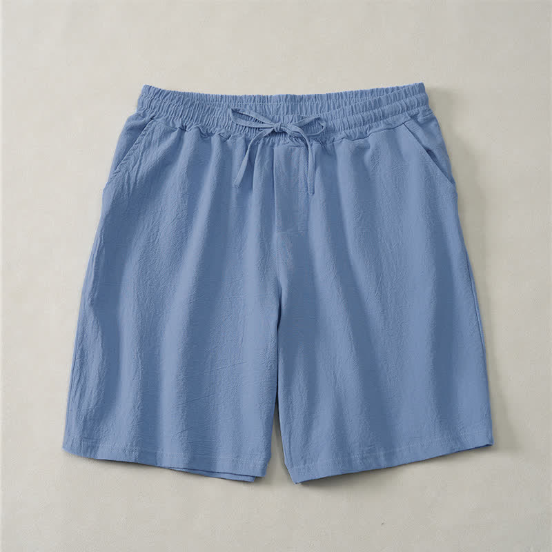 Buddha Stones Summer Casual Drawstring Solid Cotton Men's Shorts With Pockets - CornflowerBlue - US/UK/AU44，EU54 (3XL) - image 0