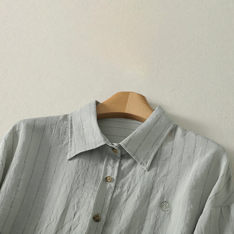 Buddha Stones Summer Casual Minimalist Button-Up Solid Women's Long Sleeve Shirts - image 16