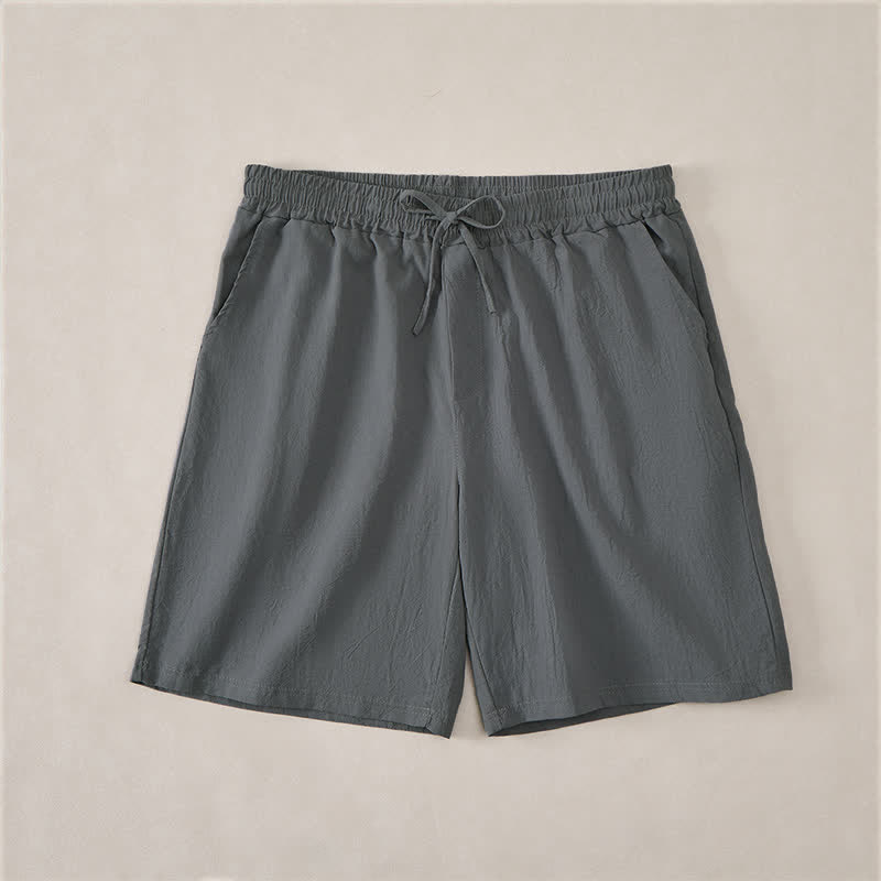 Buddha Stones Summer Casual Drawstring Solid Cotton Men's Shorts With Pockets - SlateGray - US/UK/AU44，EU54 (3XL) - image 7