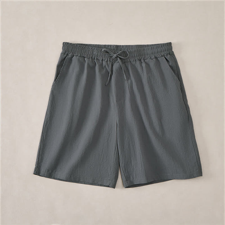 Buddha Stones Summer Casual Drawstring Solid Cotton Men's Shorts With Pockets - SlateGray - US/UK/AU44，EU54 (3XL) - image 7