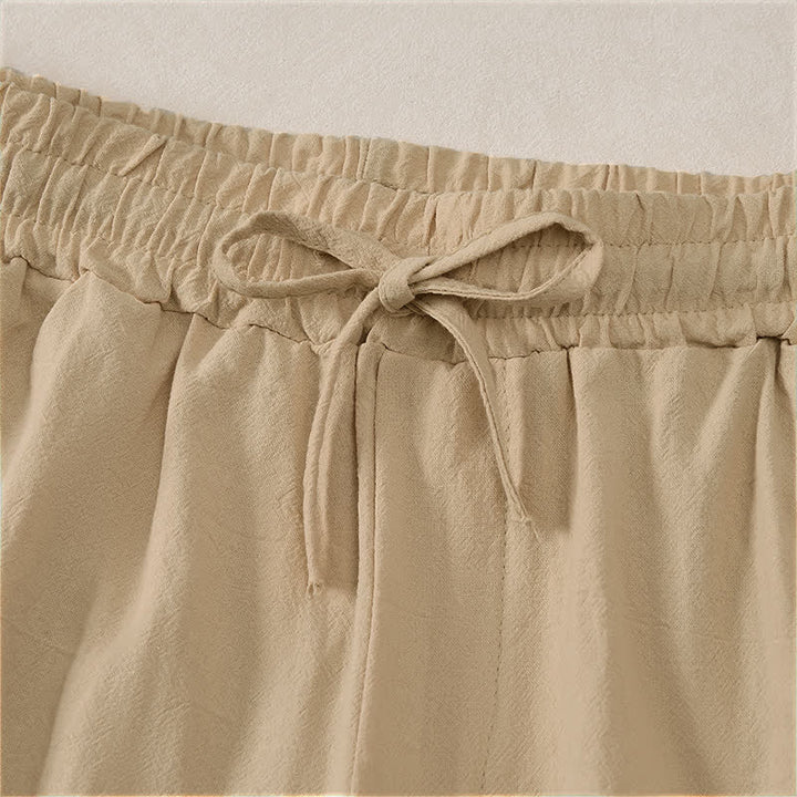 Buddha Stones Summer Casual Drawstring Solid Cotton Men's Shorts With Pockets - image 19
