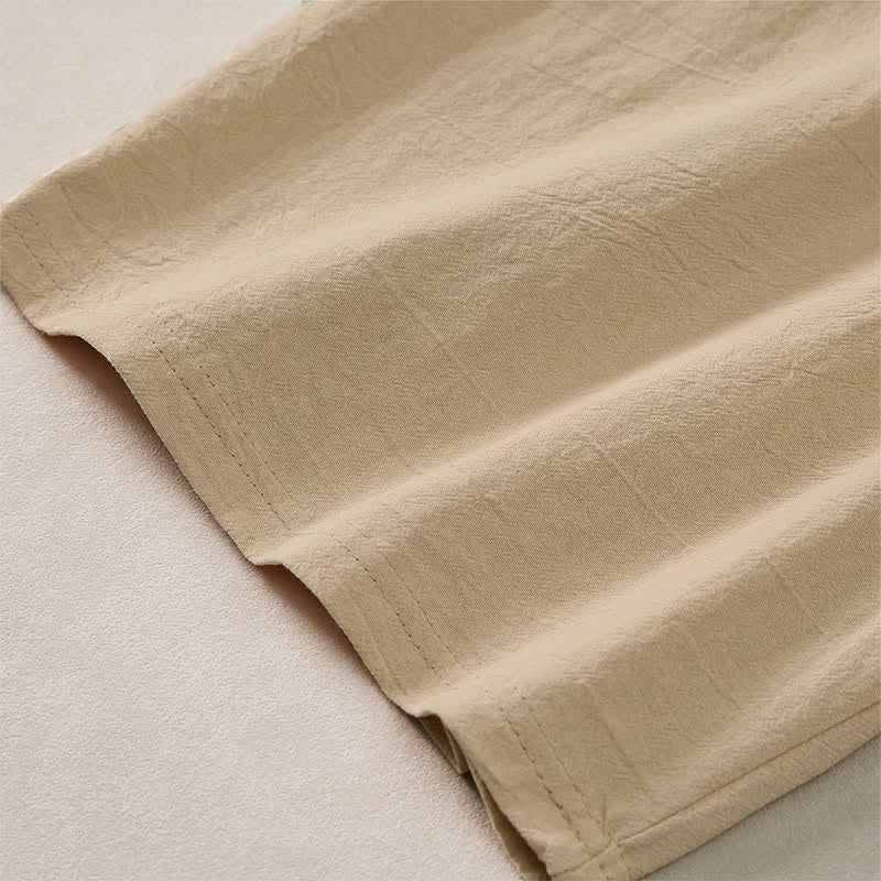 Buddha Stones Summer Casual Drawstring Solid Cotton Men's Shorts With Pockets - image 22