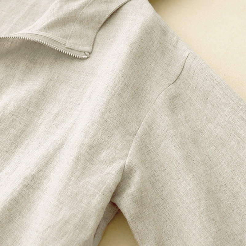 Buddha Stones Summer Casual Minimalist Drawstring Solid Women's Long Sleeve Shirts With Pocket - image 5