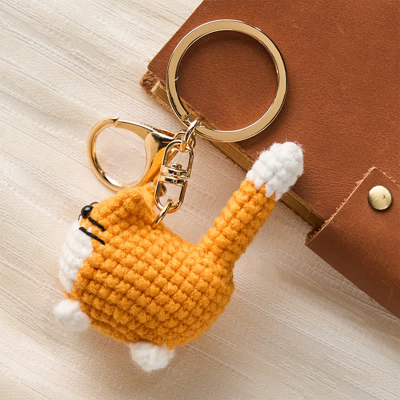 Buddha Stones Handmade Crochet Cute Cat Bag Charm Softness Keychains - image 1