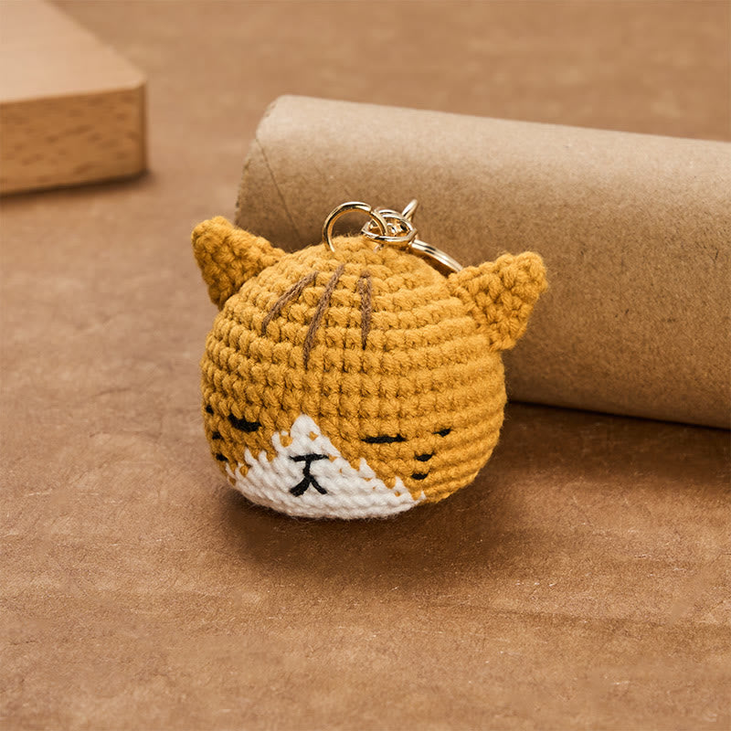 Buddha Stones Hand-Woven Crochet Cute Cat Head Bag Harmony Keychains - image 2