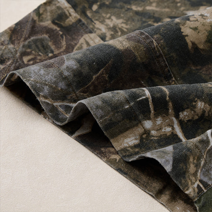 Buddha Stones Summer Casual Athletic Drawstring Camouflage Leaves Cotton Ramie Men's Shorts With Pockets - image 8