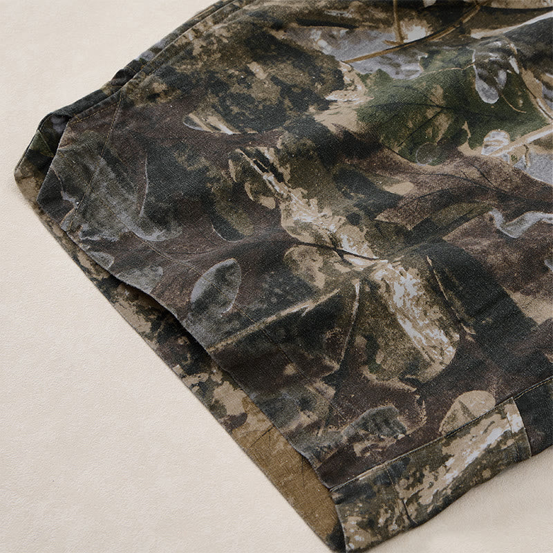 Buddha Stones Summer Casual Athletic Drawstring Camouflage Leaves Cotton Ramie Men's Shorts With Pockets - image 6