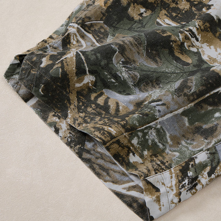 Buddha Stones Summer Casual Athletic Drawstring Camouflage Leaves Cotton Ramie Men's Shorts With Pockets - image 8