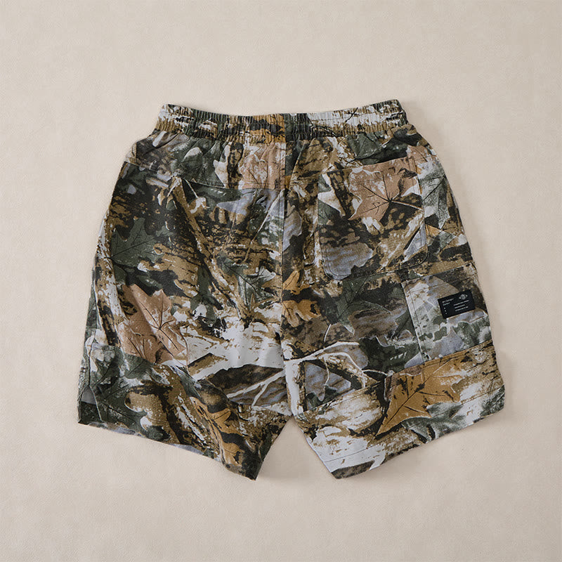 Buddha Stones Summer Casual Athletic Drawstring Camouflage Leaves Cotton Ramie Men's Shorts With Pockets - image 11