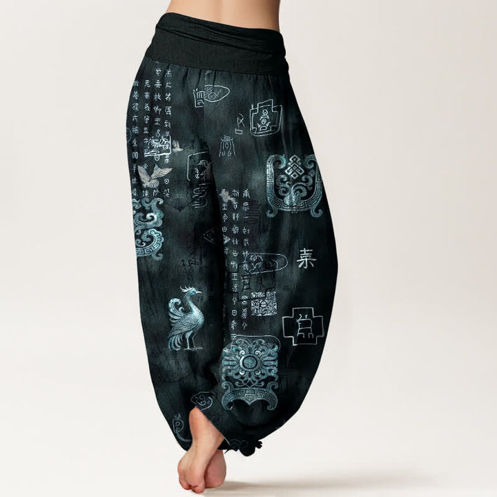 Buddha Stones Cotton Phoenix Cloud Pattern Women's Elastic Waist Harem Pants - image 10