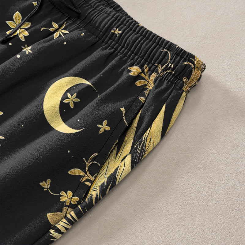 Buddha Stones Cotton Golden Dragon Cloud Pattern Men's Tapered Pants With Pockets - image 3