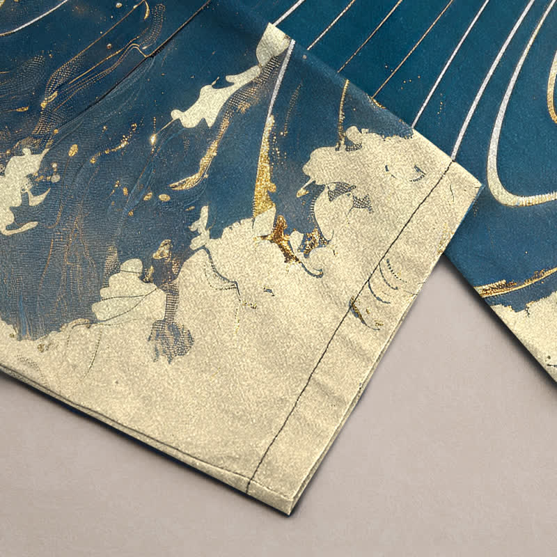 Buddha Stones Cotton Golden Dragon Wave Pattern Men's Tapered Pants With Pockets - image 2