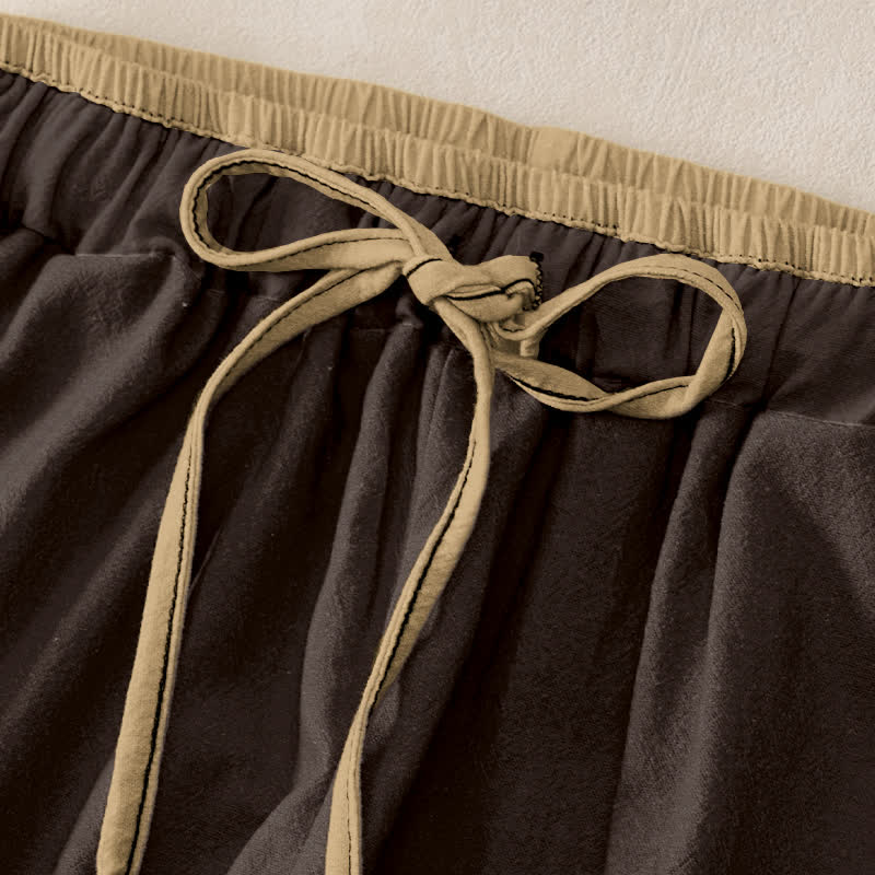 Buddha Stones Pure Cotton Sacred Om Lotus Pattern Women's Elastic Waist Pants With Pockets - image 5