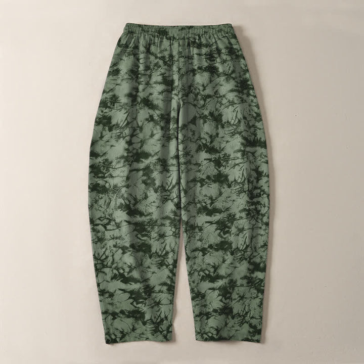 Buddha Stones Pure Cotton Dark Marble Camo Pattern Drawstring Men's Tapered Pants With Pockets - image 10