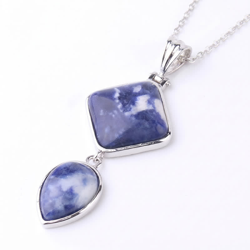 Buddha Stones Natural Stone Opal Double Pendant Calm Necklace - Sodalite - image 37