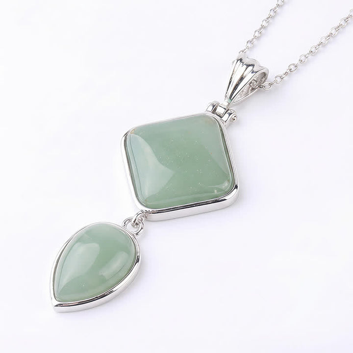 Buddha Stones Natural Stone Opal Double Pendant Calm Necklace - Green Aventurine - image 26