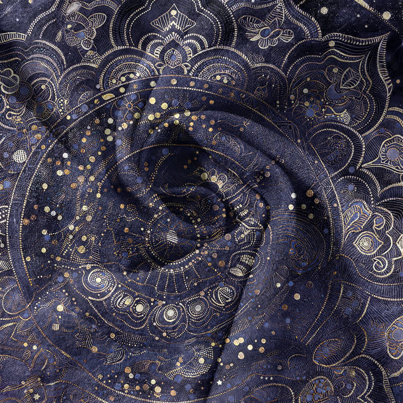 Buddha Stones Cotton Golden Mandala Galaxy Pattern Men's Short Sleeve Half Button Shirt - image 4